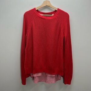 Lauren Ralph Lauren Layered Sweater Red White Ribbed Womens Medium Preppy